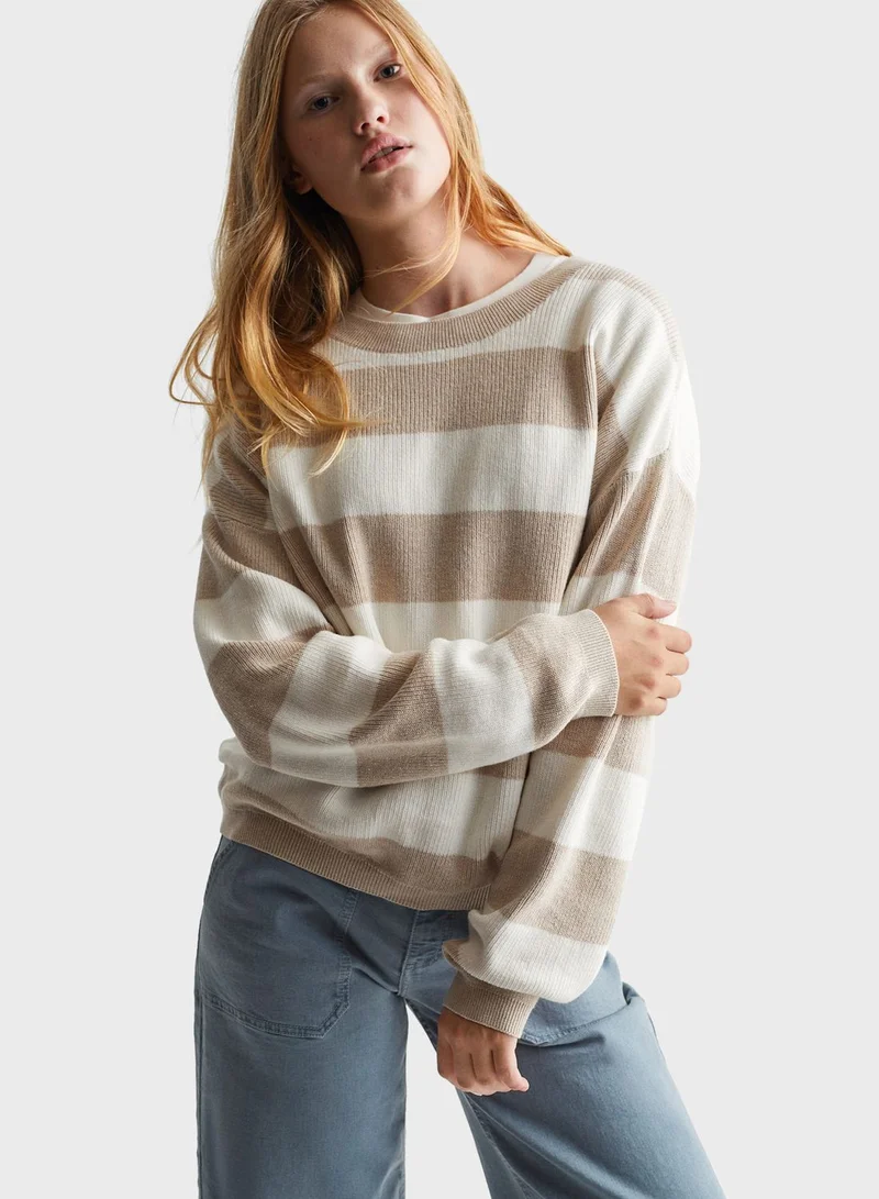 MANGO Kids Stripe Round Neck T-Shirt