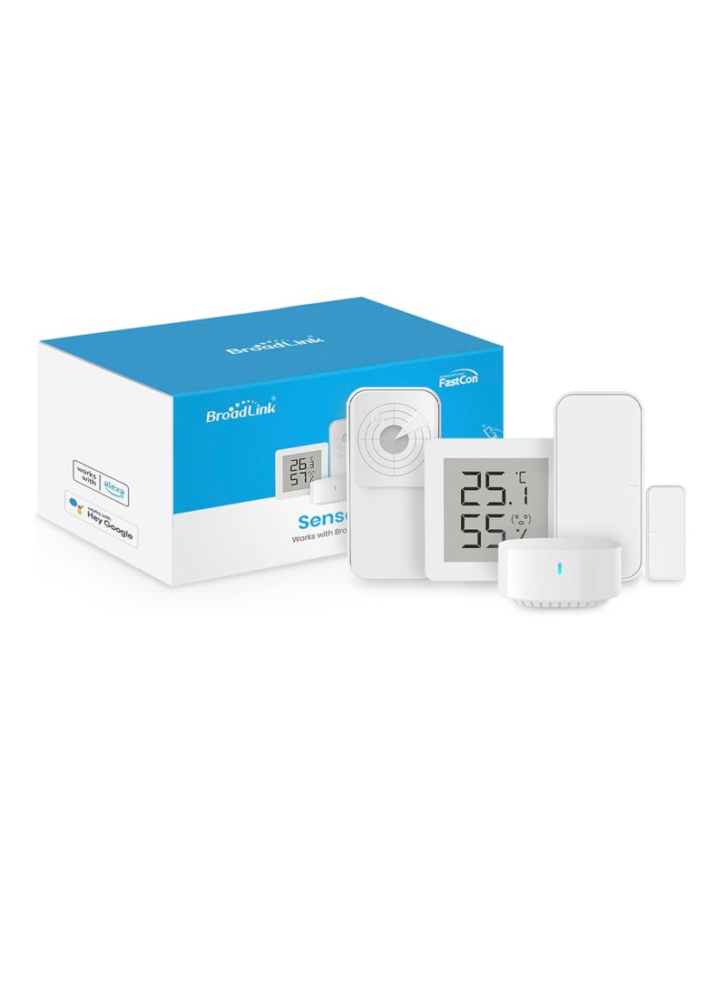 BroadLink FastCon Smart Home Sensor Kit, Radar Motion Sensor, Smart Window Door Sensor, Temperature and Humidity Sensor, and Mini Hub for Smart Home Automation, Compatible with Alexa - Image 1