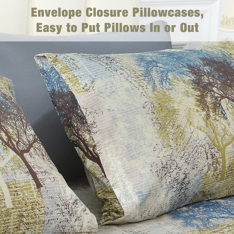 JSD Rustic Print Sheet Set Cal King  4 Piece Tree Pattern Soft Microfiber Bedding Sheets Extra Deep Pocket - Image 5