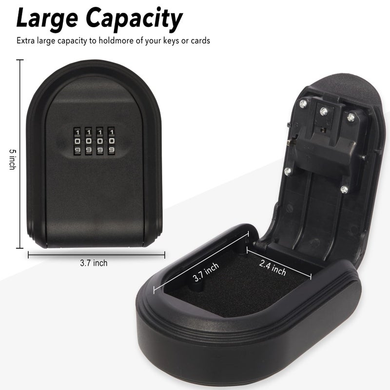 BienBion Magnetic Key Box for Under Car, Hide a Key Outside with Combination Lock Box, Resettable Safe Security Code Lockbox with 5 Strong Magnets, Anti-drop Magnetic Holder Under Car, Truck, Outdoor (1,Black) - Image 2