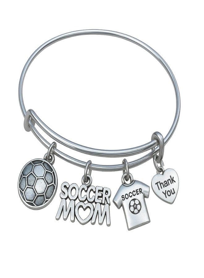 إنفينيتي كوليكشن سوار إنفينيتي كوليكشن بتصميم "أم كرة القدم" - سوار قابل للتعديل مزين بكرة قدم وقميص رياضي وقلب شكر - هدية تقدير لأمهات الفرق الرياضية، أو لأعياد الميلاد، أو في نهاية الموسم - Image 1