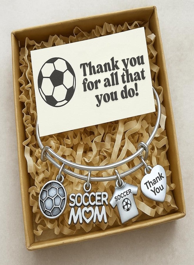 إنفينيتي كوليكشن سوار إنفينيتي كوليكشن بتصميم "أم كرة القدم" - سوار قابل للتعديل مزين بكرة قدم وقميص رياضي وقلب شكر - هدية تقدير لأمهات الفرق الرياضية، أو لأعياد الميلاد، أو في نهاية الموسم - Image 2