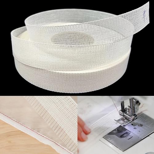 ArrErr 2 Yards Fabric Hemming Guide Adjustable Unrolling Sewing on Fishbone Hem Tape Edge Lining Rolls for Narrow Rolled Hem Line Curved Hemlines Sheer Dress Wedding Veil Skirt Clothing Sewing Machine - Image 5