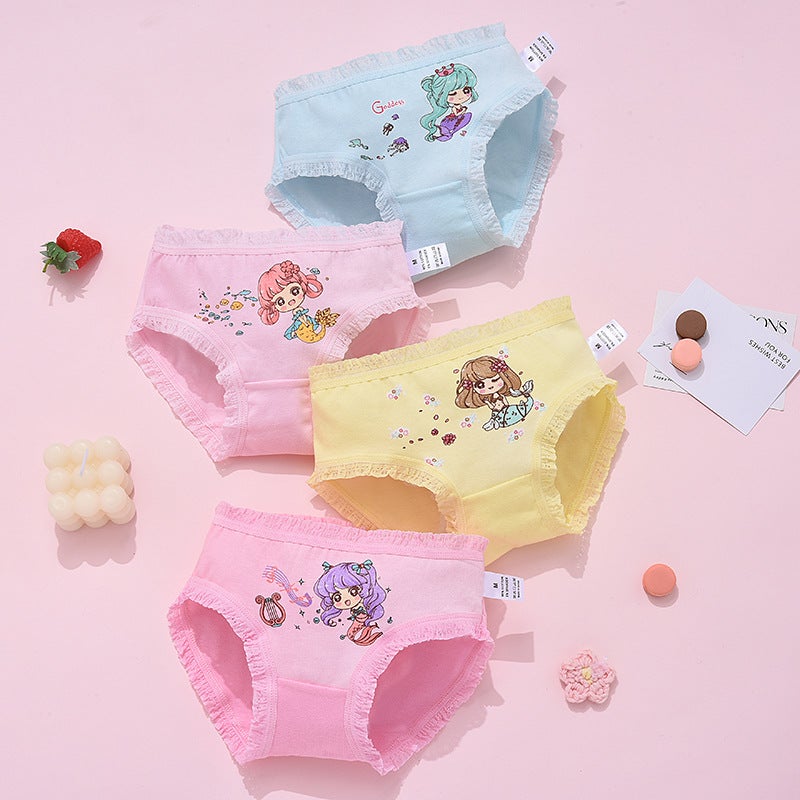 Girls Cotton Briefs 4-Pack Toddler Panties Mermaid triangle (pack of four) 