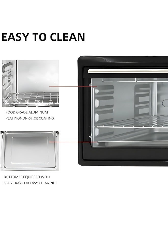 PRIMO PLUS oven48 liters 2000 watts, temperature control 100 degrees Celsius 60 minute timer 3 multi-function home heating modes for baking cake three-layer electric grill with stove lamp and tempered glass - Image 2