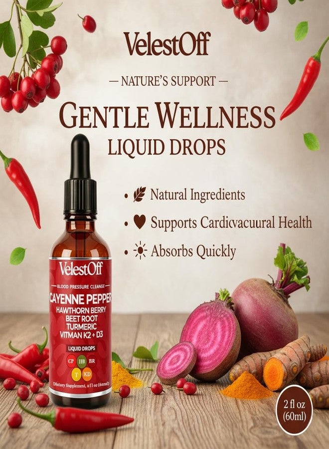 LANZF Velestoff Cayenne Pepper Drops Supplement Liquid, Onaise Cayenne Drops - Cayenne Pepper, Hawthorn Berry, Beet Root, Turmeric, Vitamin K2+d3, Immune Support, Energy Boost, 2 fl. oz. - Image 4