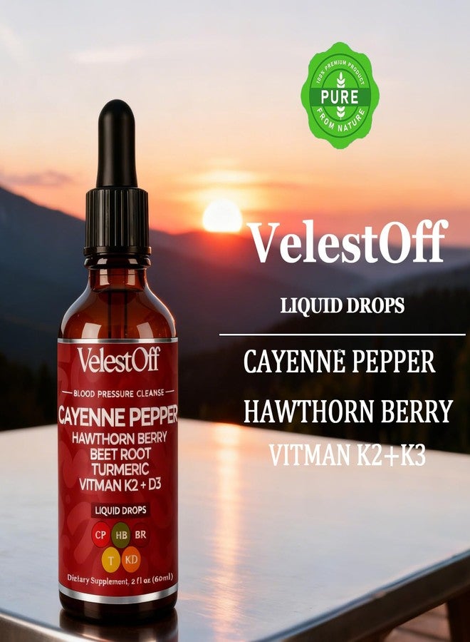 LANZF Velestoff Cayenne Pepper Drops Supplement Liquid, Onaise Cayenne Drops - Cayenne Pepper, Hawthorn Berry, Beet Root, Turmeric, Vitamin K2+d3, Immune Support, Energy Boost, 2 fl. oz. - Image 2