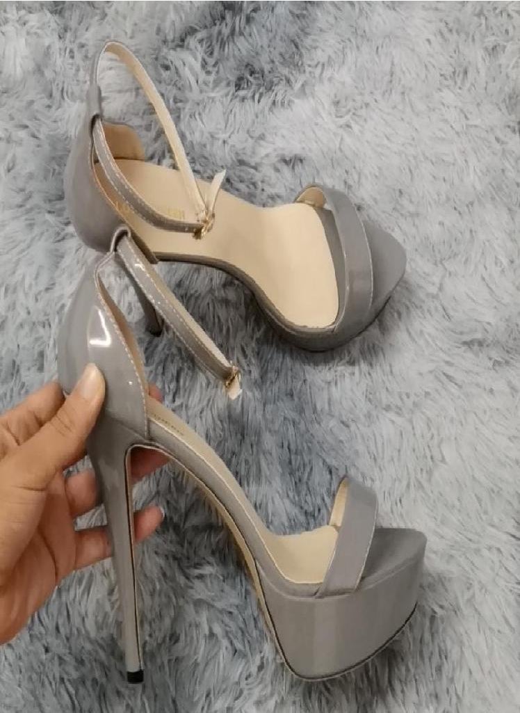 Eckek - Cross-dressing Unisex Men's Hot SM Gay Drag Queen Open Toe Strappy Platform Matt Leather Thin High Heels Sandal Shoes 14cm Party Newhalf - Image 1