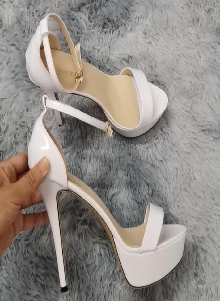 Eckek - Cross-dressing Unisex Men's Hot SM Gay Drag Queen Open Toe Strappy Platform Matt Leather Thin High Heels Sandal Shoes 14cm Party Newhalf - Image 1