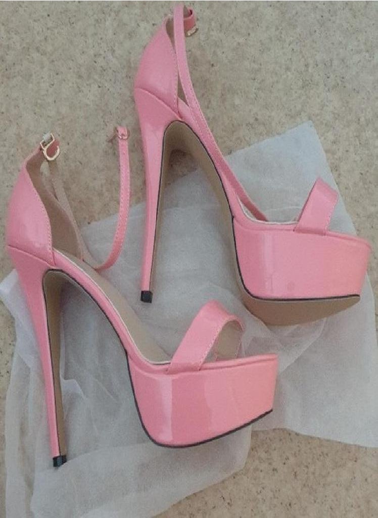 Eckek - Cross-dressing Unisex Men's Hot SM Gay Drag Queen Open Toe Strappy Platform Matt Leather Thin High Heels Sandal Shoes 14cm Party Newhalf - Image 1