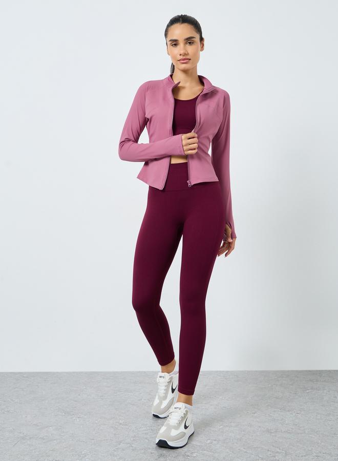 Styli Active Multi Stitch Thumbhole Detail Zip Up Jacket - Image 2