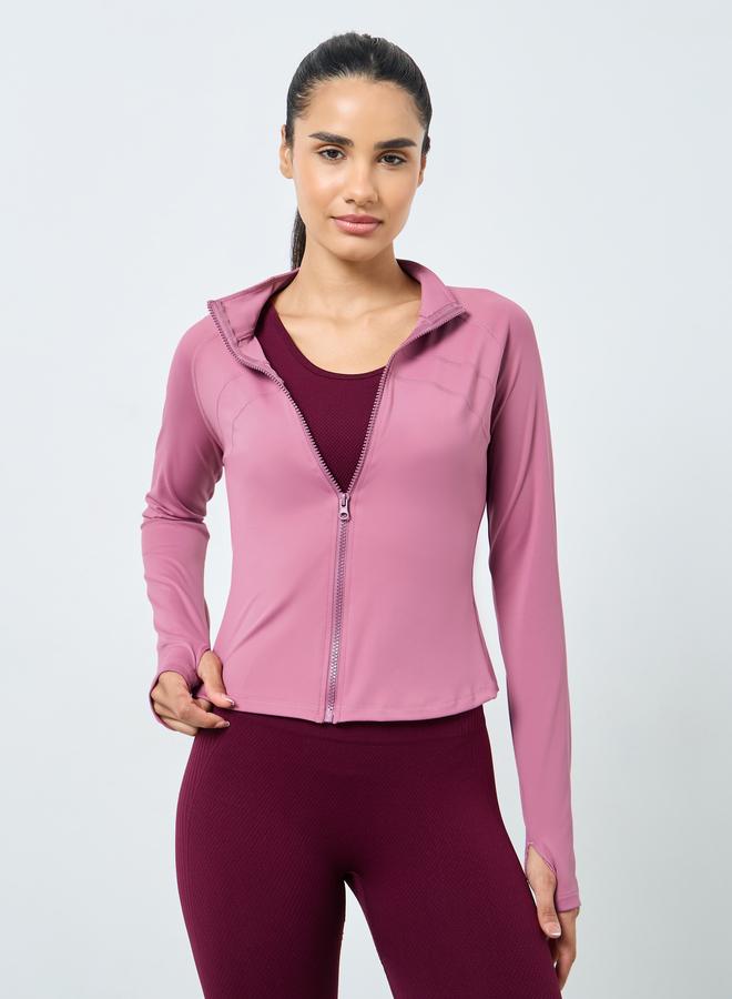 Styli Active Multi Stitch Thumbhole Detail Zip Up Jacket - Image 1
