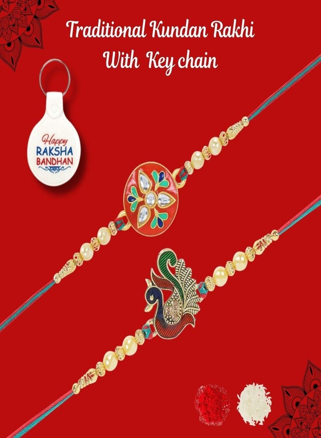 Riddhika Ventures Set of Multi Colour Family Rakhi with Roli Chawal and Greeting Card (P2P7K) - Image 2