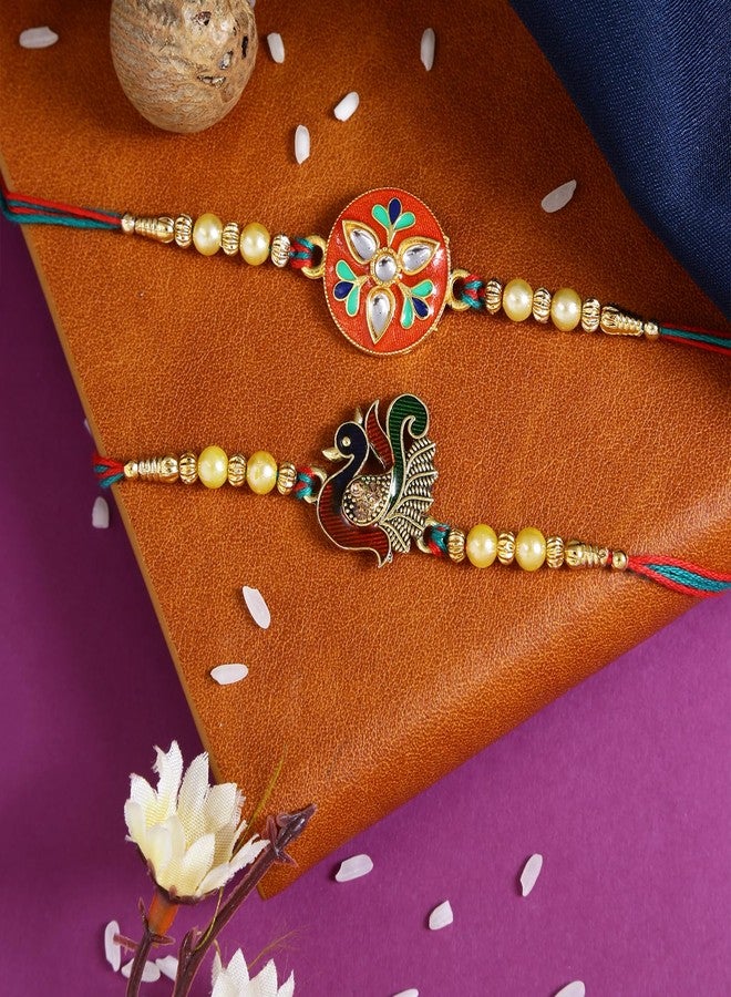 Riddhika Ventures Set of Multi Colour Family Rakhi with Roli Chawal and Greeting Card (P2P7K) - Image 3