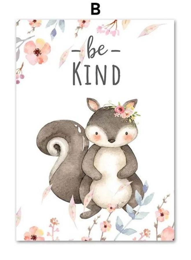 Deer Fox Squirrel Owl Rabbit Hedgehog Raccoon Cartoon Art Canvas Painting Animal Poster And Prints Wall Pictures Kids Room Decor - Image 1