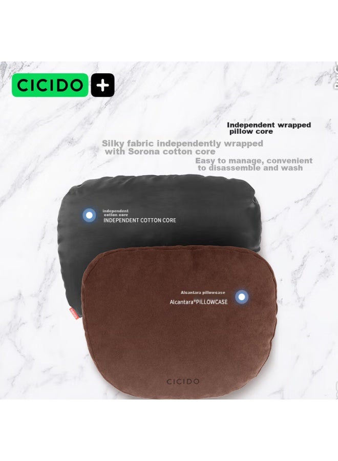 Cicido Car Headrest And Lumbar Support, Alcantara Maybach Headrest, Breathable Car Cushion, Neck Pillow, Car Headrest, Brown - Image 4