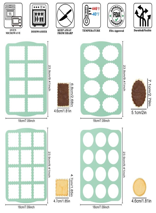 QELEG 4Pcs Silicone Cookie Molds Chocolate Chablon Cookie Stencil Mold for Biscuit Cake QLG-M1215-M1218 - Image 2