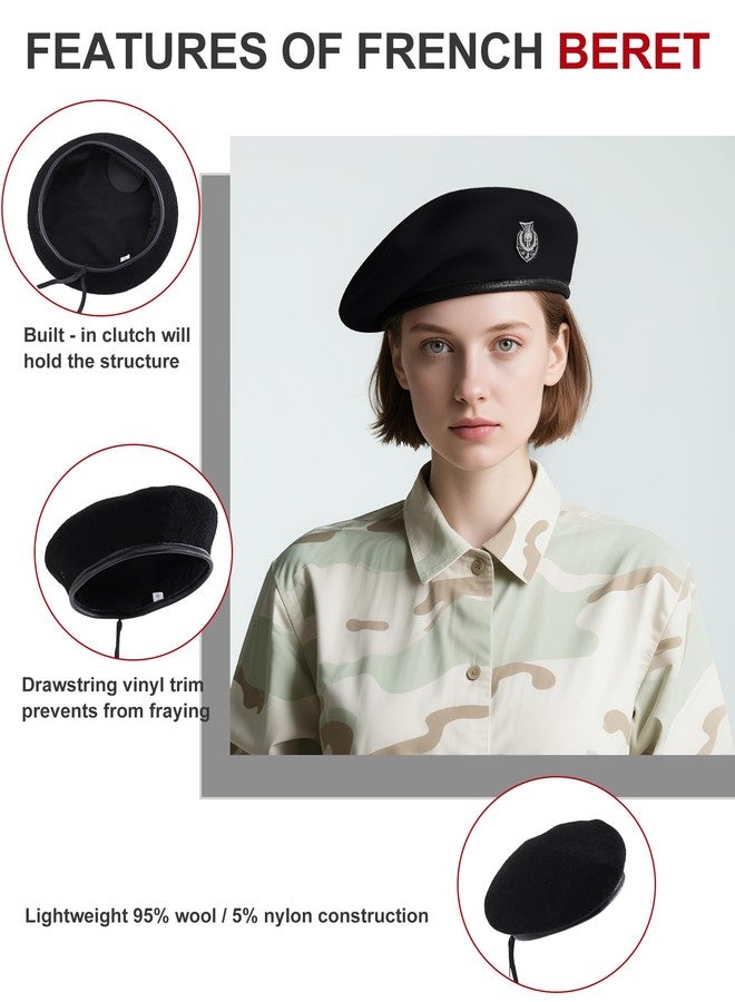 CKYPTFK Beret Hats for Women & Beret Hat Men - US Army Style 100% Wool Military Beret, Vintage British Officer Look., Sapphire Blue, L - Image 3