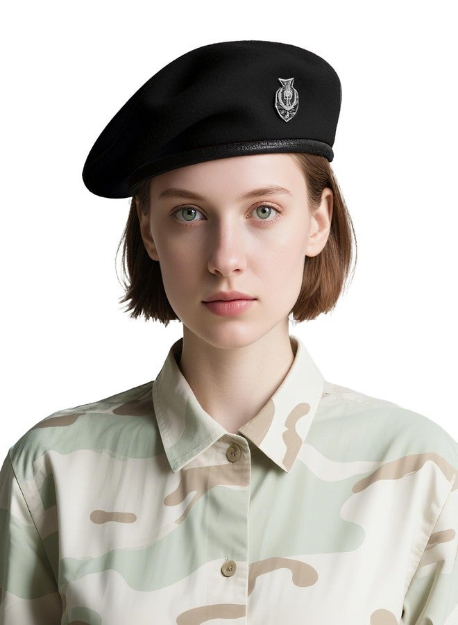 CKYPTFK Beret Hats for Women & Beret Hat Men - US Army Style 100% Wool Military Beret, Vintage British Officer Look., Sapphire Blue, L - Image 1