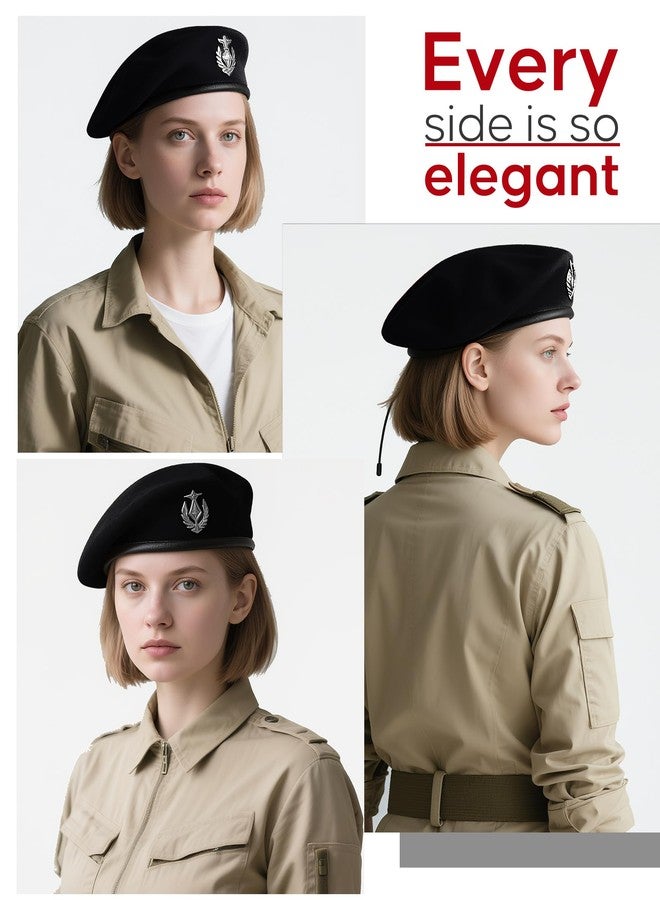 CKYPTFK Beret Hats for Women & Beret Hat Men - US Army Style 100% Wool Military Beret, Vintage British Officer Look., Sapphire Blue, L - Image 4