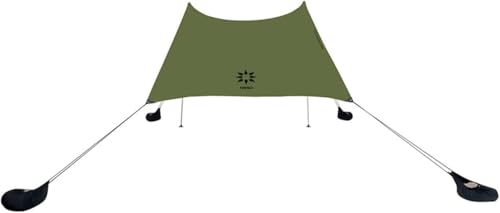 Neso Grande Portable Beach Tent Sun Shelter Lightweight Beach Shade Canopy Easy Setup for Family Outings Patented Reinforced Corners UPF 50 Sun Protection 7ft Tall 9 x 9ft Army Green - Image 1