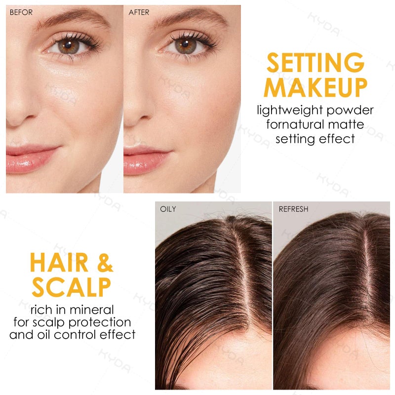 KYDA Mineral Sunscreen Setting Powder for Face & Scalp, SPF 35 Mineral Scalp Sunscreen, Lasting Oil Control Matte Loose Powder, Lightweight Breathable for All Skin Type, Translucent - Image 2