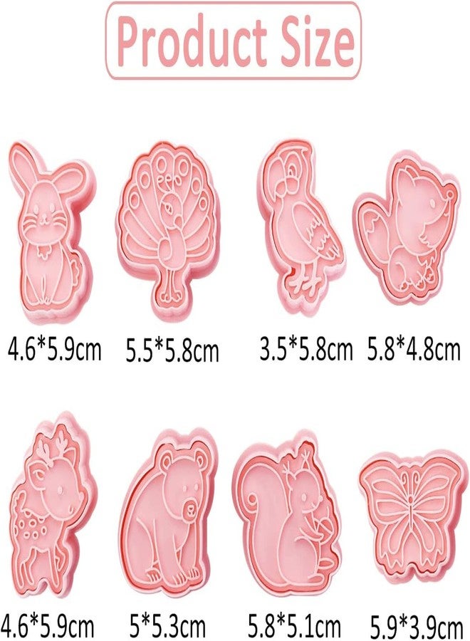 Skytail 8pc Animal Cookie Cutters 3D Peacock Parrot Butterfly Rabbit Deer Bear Squirrel Fox Biscuit Cutters for Baking Chocolate Fondant Cake Decoration Pastry Cutter Party Treats Cookie Stamps - Image 2