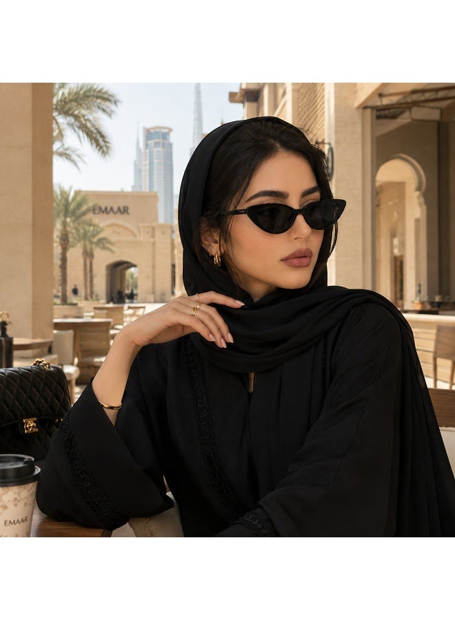 Women's Cat Eye Sunglasses Black Frame Dark Tinted Lenses Fashion Eyewear with Protective Case - Image 3