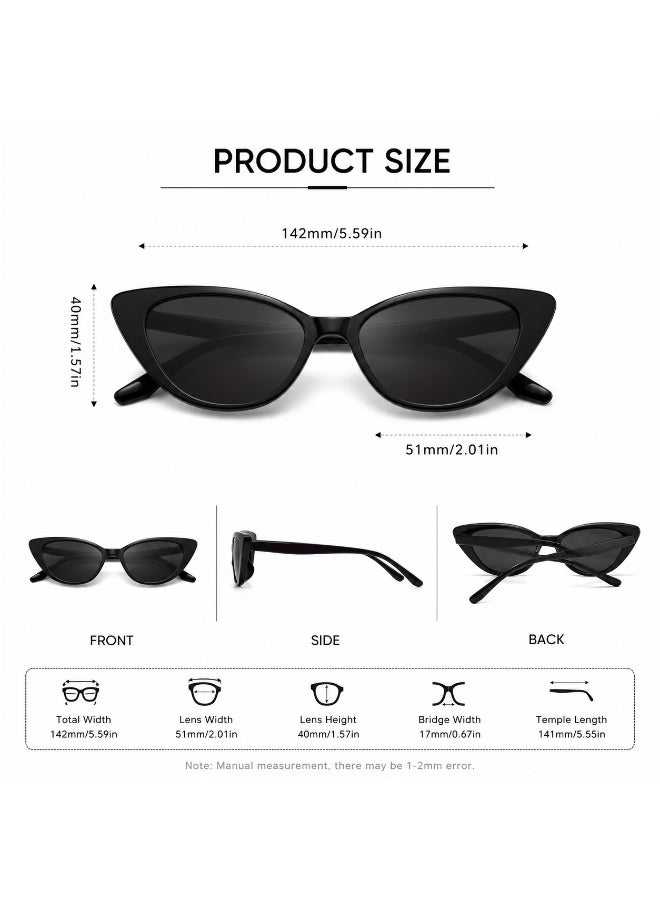 Women's Cat Eye Sunglasses Black Frame Dark Tinted Lenses Fashion Eyewear with Protective Case - Image 2