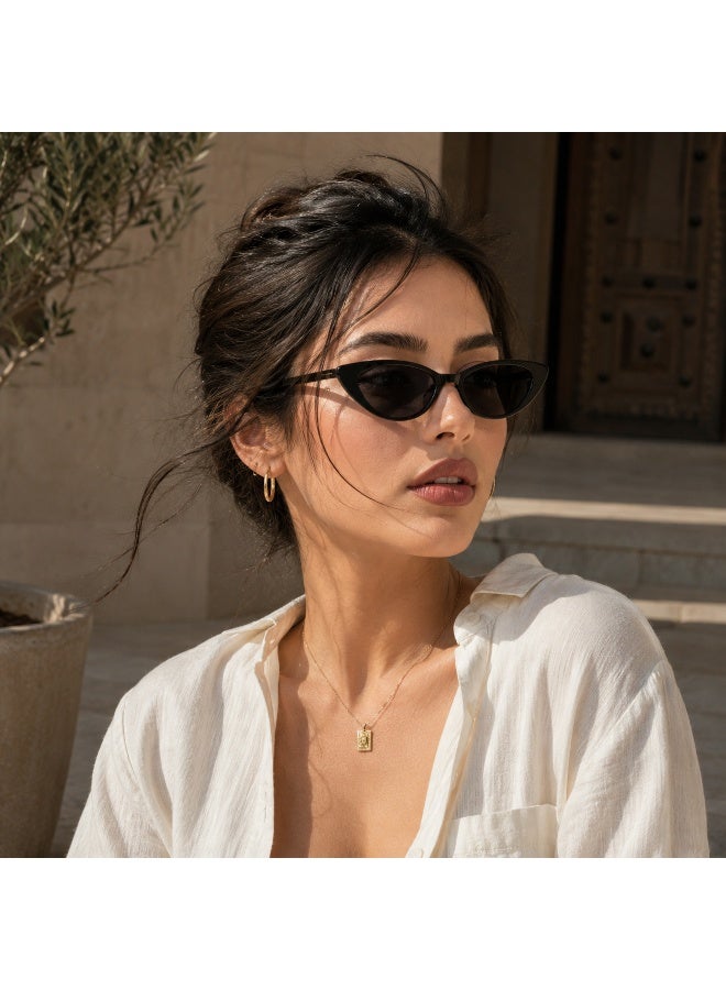 Women's Cat Eye Sunglasses Black Frame Dark Tinted Lenses Fashion Eyewear with Protective Case - Image 4