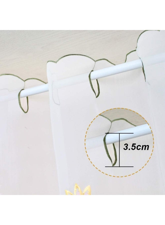 ZHH E-COMMERCE Valance for Window Short Curtains Sheer - Embroidery Sunflower, Rustic Retro Style, H 15 inch * W 57 inch  - Image 3