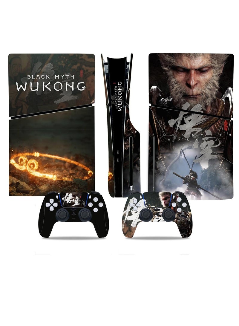 Skin for PlayStation 5 Slim Disc Version, Black Myth Wu Kong Sticker for PS5 Vinyl Decal Cover for Controller, Full Wrap Skin Protective Film Sticker Compatible with PS5 Slim Disk Edition (C) - Image 1