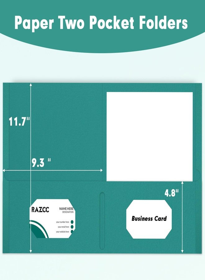 RAZCC Two Pocket Folders, RAZCC 75 Pack 2 Pocket Folders Fit Letter Size Paper, Paper Folders with Pockets for School Office Business Home (Turquoise) - Image 2