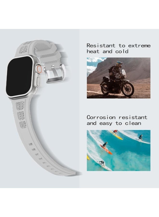 Sport Band Compatible with iWatch 42mm 44mm 45mm 46mm 49mm, Soft Silicone Breathable Waterproof Strap Compatible with Ultra/Ultra2 iWatch SE & Series 1/2/3/4/5/6/7/8/9/10 (Grey) - Image 3