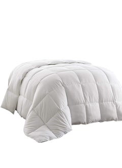 Hotel Linen Klub Queen Comforter 1 Piece Luxurious 235 X 235 Cm Soft Microfiber Outer Cover With Soft Fiber Filling 250 Gsm Elegant Box Quilting Timeless White Color For Ultimate Comfort  - Image 2