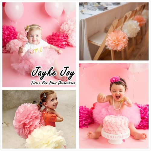 Jayke Joy 20 Pcs Paper Pom Poms Kit, Tissue Paper Flowers for Birthday, Wedding, Bachelorette, Baby Shower, Girl Nursery Decoration (Pink Mix) - Image 4