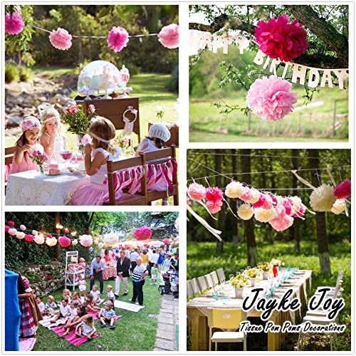 Jayke Joy 20 Pcs Paper Pom Poms Kit, Tissue Paper Flowers for Birthday, Wedding, Bachelorette, Baby Shower, Girl Nursery Decoration (Pink Mix) - Image 5