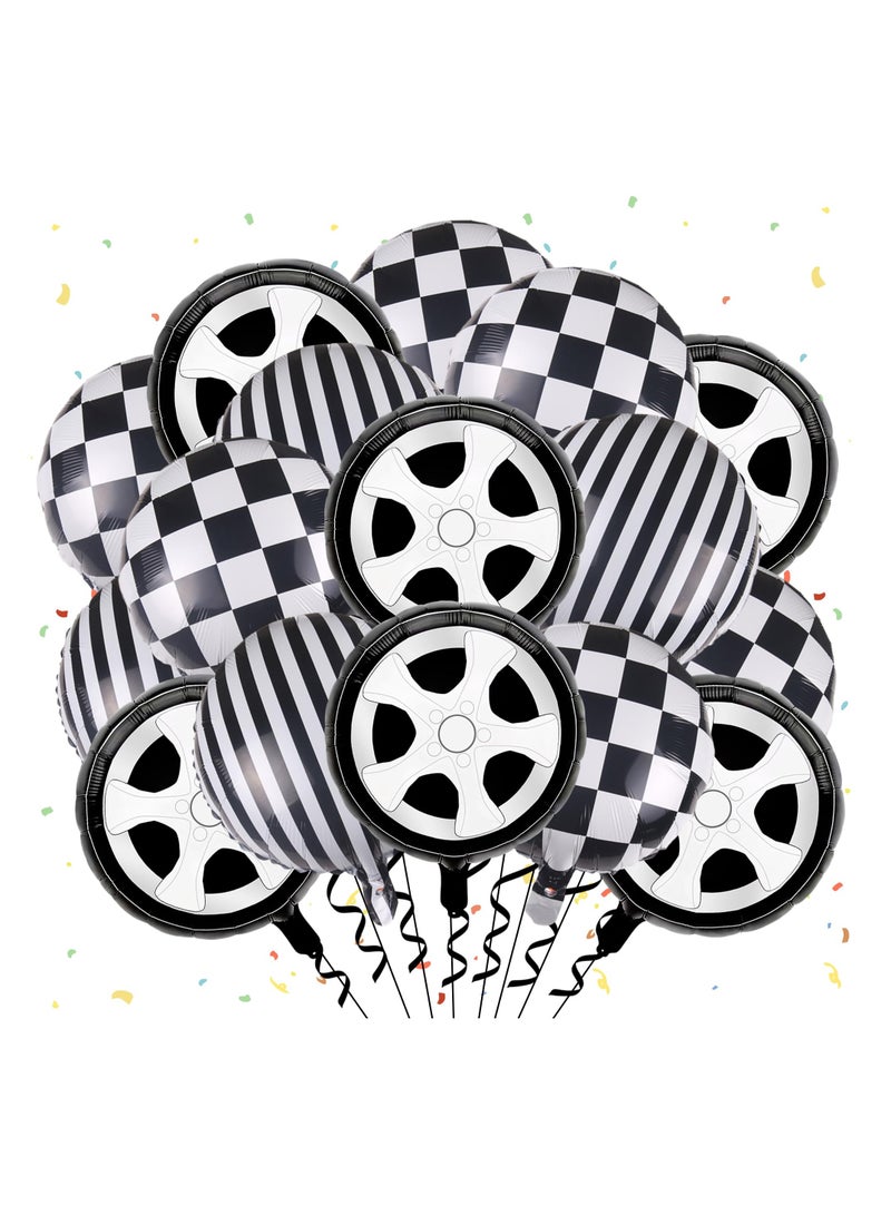 سيوسي مجموعة بالونات زينة عيد الميلاد لسيارات السباق، 30 قطعة، مقاس 45.72 سم، تتضمن بالونات مربعة الشكل باللونين الأبيض والأسود، ومستلزمات الحفلات ذات الطابع الخاص بالسيارات الكلاسيكية - Image 1