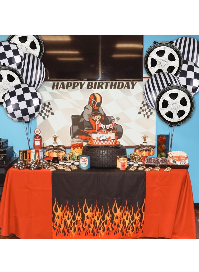 سيوسي مجموعة بالونات زينة عيد الميلاد لسيارات السباق، 30 قطعة، مقاس 45.72 سم، تتضمن بالونات مربعة الشكل باللونين الأبيض والأسود، ومستلزمات الحفلات ذات الطابع الخاص بالسيارات الكلاسيكية - Image 5