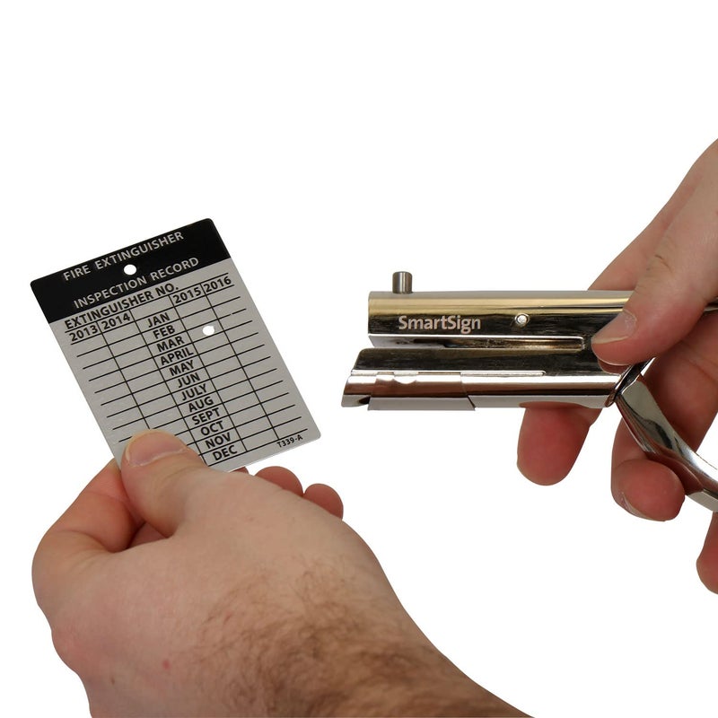 SmartSign Single Hole Heavy Duty Hand Held Hole Punch - 1/8 inch (3 mm) Hole Punch, 2 inch reach, for Id card, PVC Card, Badge, foil, 5" Tall, Silver - Image 5