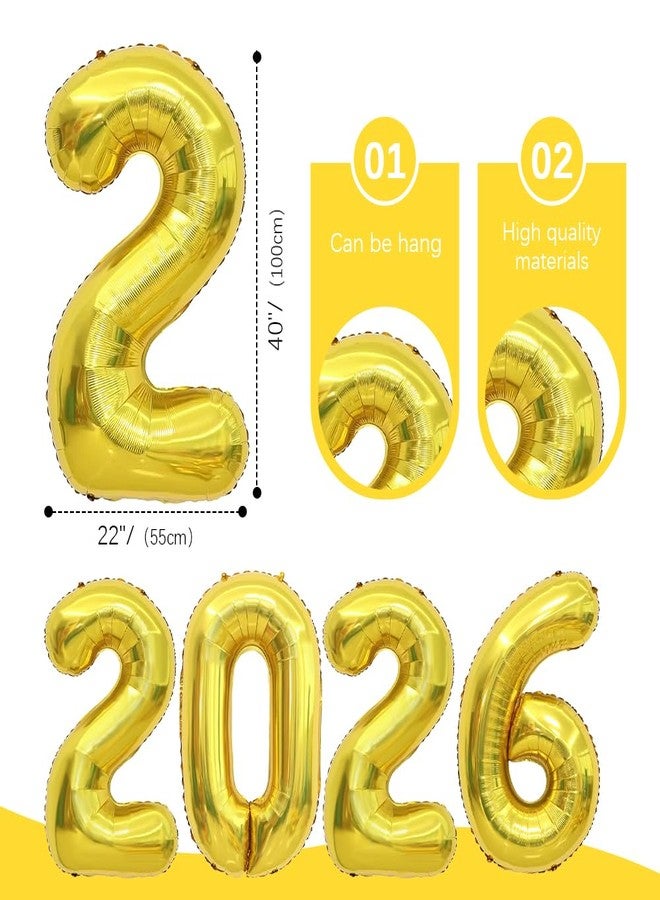 QWZify 2026 Gold Balloons, Number Balloon 40 Inch, New Years Balloons 2026 Balloon for New Years Eve Graduation Decorations Class of 2026 Birthday Party Decorations 2026 Graduation Decor - Image 2
