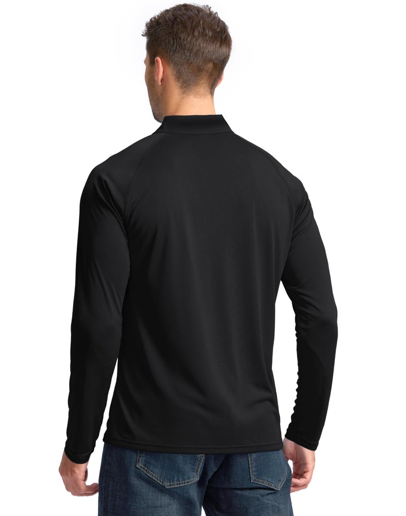 Pudolla SPF Shirts for Men Long Sleeve Sun Shirts Athletic Shirts Men Workout Shirts Men UV Protection Summer Shirts(Black L) - Image 2