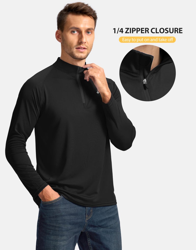 Pudolla SPF Shirts for Men Long Sleeve Sun Shirts Athletic Shirts Men Workout Shirts Men UV Protection Summer Shirts(Black L) - Image 5