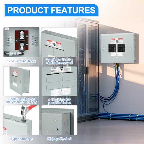 JINDOUZI THQL Circuit Breaker Panels, 4-Space, 125A Circuit Breaker Distribution Box, 120V/240V Circuit Breaker Electrical Enclosure,Indoor Main Lug Load Center - Image 3