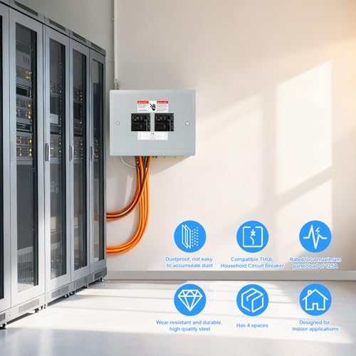 JINDOUZI THQL Circuit Breaker Panels, 4-Space, 125A Circuit Breaker Distribution Box, 120V/240V Circuit Breaker Electrical Enclosure,Indoor Main Lug Load Center - Image 2