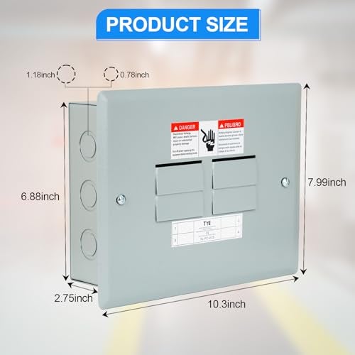 JINDOUZI THQL Circuit Breaker Panels, 4-Space, 125A Circuit Breaker Distribution Box, 120V/240V Circuit Breaker Electrical Enclosure,Indoor Main Lug Load Center - Image 4