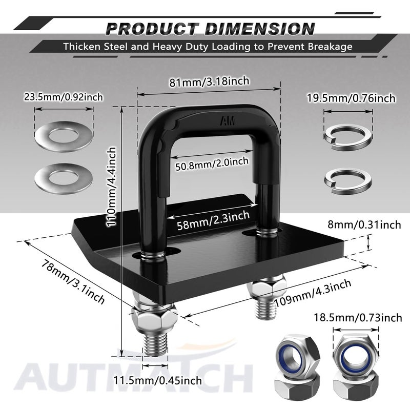 AUTMATCH Hitch Tightener Anti-Rattle Clamp, Heavy Duty Hitch Stabilizer for 1.25" and 2" Trailer Hitches, Rubber Isolator and Anti-Rust Double Coating Protective, Black - Image 4