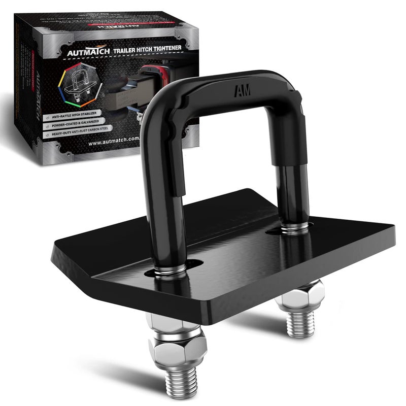 AUTMATCH Hitch Tightener Anti-Rattle Clamp, Heavy Duty Hitch Stabilizer for 1.25" and 2" Trailer Hitches, Rubber Isolator and Anti-Rust Double Coating Protective, Black - Image 1