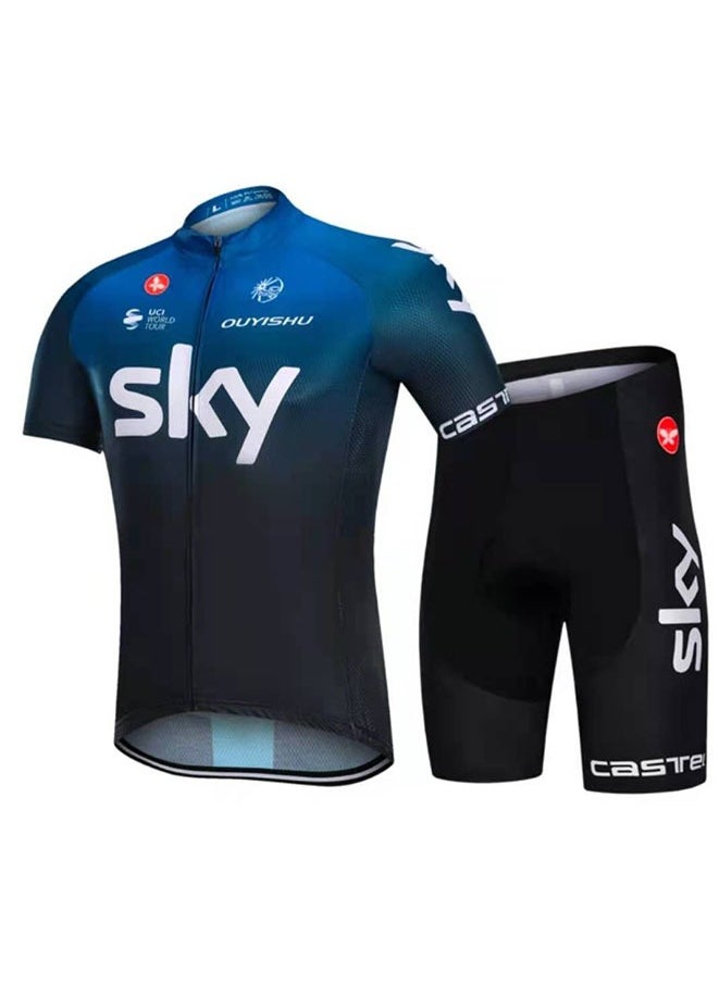Generic - Men Cycling Jersey Set,Mens SKY Printing Bicycle Short Sleeve Shorts Jersey Set,Summer Wear Quick-Dry Mens Cycling Jersey - Image 1