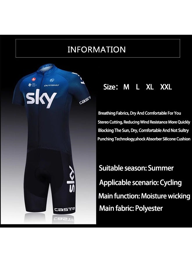 Generic - Men Cycling Jersey Set,Mens SKY Printing Bicycle Short Sleeve Shorts Jersey Set,Summer Wear Quick-Dry Mens Cycling Jersey - Image 1
